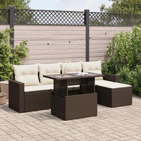 Thumbnail for 6-tlg. Garten-Sofagarnitur mit Kissen Braun Poly Rattan