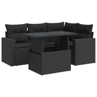 Thumbnail for 5-tlg. Garten-Sofagarnitur mit Kissen Schwarz Poly Rattan