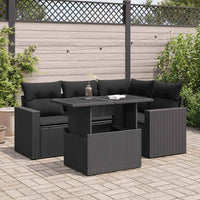 Thumbnail for 5-tlg. Garten-Sofagarnitur mit Kissen Schwarz Poly Rattan