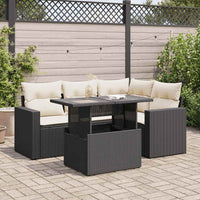 Thumbnail for 5-tlg. Garten-Sofagarnitur mit Kissen Schwarz Poly Rattan