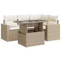 Thumbnail for 5-tlg. Garten-Sofagarnitur mit Kissen Beige Poly Rattan