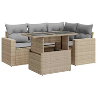 Thumbnail for 5-tlg. Garten-Sofagarnitur mit Kissen Beige Poly Rattan