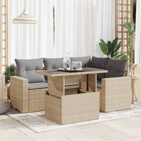 Thumbnail for 5-tlg. Garten-Sofagarnitur mit Kissen Beige Poly Rattan