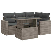 Thumbnail for 5-tlg. Garten-Sofagarnitur mit Kissen Grau Poly Rattan