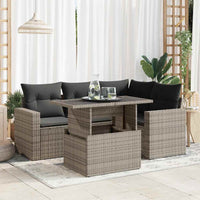Thumbnail for 5-tlg. Garten-Sofagarnitur mit Kissen Grau Poly Rattan