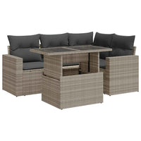 Thumbnail for 5-tlg. Garten-Sofagarnitur mit Kissen Hellgrau Poly Rattan