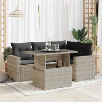 Thumbnail for 5-tlg. Garten-Sofagarnitur mit Kissen Hellgrau Poly Rattan