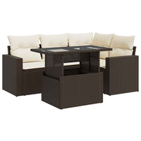 Thumbnail for 5-tlg. Garten-Sofagarnitur mit Kissen Braun Poly Rattan