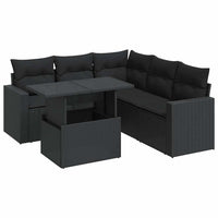 Thumbnail for 6-tlg. Garten-Sofagarnitur mit Kissen Schwarz Poly Rattan