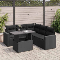 Thumbnail for 6-tlg. Garten-Sofagarnitur mit Kissen Schwarz Poly Rattan