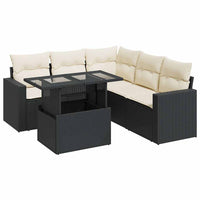 Thumbnail for 6-tlg. Garten-Sofagarnitur mit Kissen Schwarz Poly Rattan