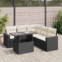 Thumbnail for 6-tlg. Garten-Sofagarnitur mit Kissen Schwarz Poly Rattan