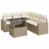 Thumbnail for 6-tlg. Garten-Sofagarnitur mit Kissen Beige Poly Rattan