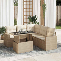 Thumbnail for 6-tlg. Garten-Sofagarnitur mit Kissen Beige Poly Rattan