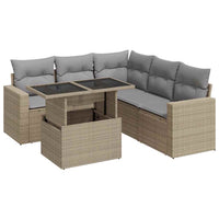 Thumbnail for 6-tlg. Garten-Sofagarnitur mit Kissen Beige Poly Rattan