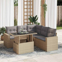 Thumbnail for 6-tlg. Garten-Sofagarnitur mit Kissen Beige Poly Rattan