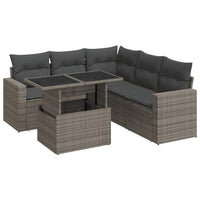 Thumbnail for 6-tlg. Garten-Sofagarnitur mit Kissen Grau Poly Rattan