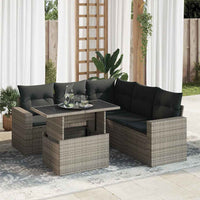 Thumbnail for 6-tlg. Garten-Sofagarnitur mit Kissen Grau Poly Rattan