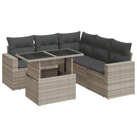 Thumbnail for 6-tlg. Garten-Sofagarnitur mit Kissen Hellgrau Poly Rattan
