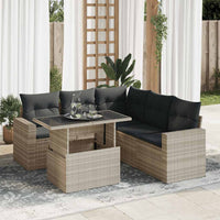 Thumbnail for 6-tlg. Garten-Sofagarnitur mit Kissen Hellgrau Poly Rattan