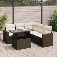 Thumbnail for 6-tlg. Garten-Sofagarnitur mit Kissen Braun Poly Rattan