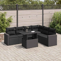 Thumbnail for 7-tlg. Garten-Sofagarnitur mit Kissen Schwarz Poly Rattan