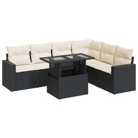 Thumbnail for 7-tlg. Garten-Sofagarnitur mit Kissen Schwarz Poly Rattan