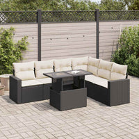Thumbnail for 7-tlg. Garten-Sofagarnitur mit Kissen Schwarz Poly Rattan