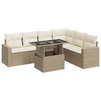 Thumbnail for 7-tlg. Garten-Sofagarnitur mit Kissen Beige Poly Rattan