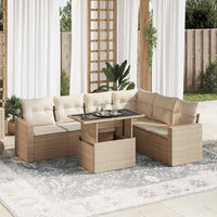 Thumbnail for 7-tlg. Garten-Sofagarnitur mit Kissen Beige Poly Rattan