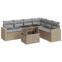 Thumbnail for 7-tlg. Garten-Sofagarnitur mit Kissen Beige Poly Rattan