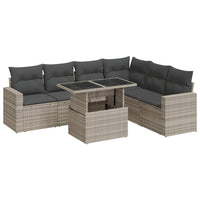 Thumbnail for 7-tlg. Garten-Sofagarnitur mit Kissen Hellgrau Poly Rattan