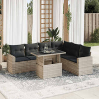 Thumbnail for 7-tlg. Garten-Sofagarnitur mit Kissen Hellgrau Poly Rattan