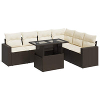 Thumbnail for 7-tlg. Garten-Sofagarnitur mit Kissen Braun Poly Rattan