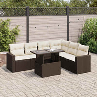 Thumbnail for 7-tlg. Garten-Sofagarnitur mit Kissen Braun Poly Rattan