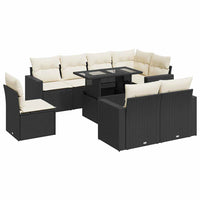 Thumbnail for 9-tlg. Garten-Sofagarnitur mit Kissen Schwarz Poly Rattan