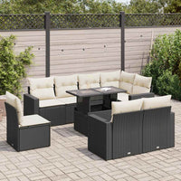 Thumbnail for 9-tlg. Garten-Sofagarnitur mit Kissen Schwarz Poly Rattan