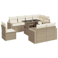 Thumbnail for 9-tlg. Garten-Sofagarnitur mit Kissen Beige Poly Rattan