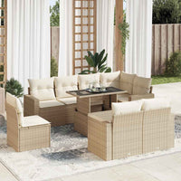 Thumbnail for 9-tlg. Garten-Sofagarnitur mit Kissen Beige Poly Rattan