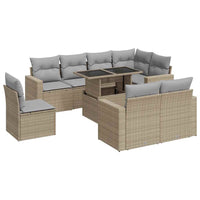 Thumbnail for 9-tlg. Garten-Sofagarnitur mit Kissen Beige Poly Rattan