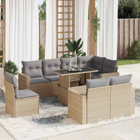 Thumbnail for 9-tlg. Garten-Sofagarnitur mit Kissen Beige Poly Rattan