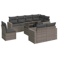 Thumbnail for 9-tlg. Garten-Sofagarnitur mit Kissen Grau Poly Rattan