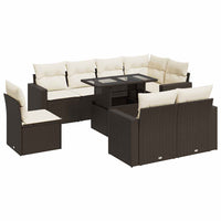 Thumbnail for 9-tlg. Garten-Sofagarnitur mit Kissen Braun Poly Rattan