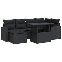 Thumbnail for 7-tlg. Garten-Sofagarnitur mit Kissen Schwarz Poly Rattan