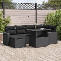 Thumbnail for 7-tlg. Garten-Sofagarnitur mit Kissen Schwarz Poly Rattan