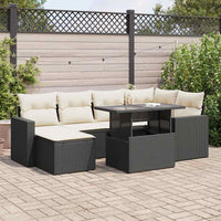 Thumbnail for 7-tlg. Garten-Sofagarnitur mit Kissen Schwarz Poly Rattan