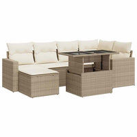 Thumbnail for 7-tlg. Garten-Sofagarnitur mit Kissen Beige Poly Rattan