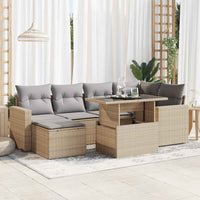 Thumbnail for 7-tlg. Garten-Sofagarnitur mit Kissen Beige Poly Rattan