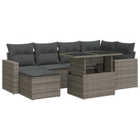 Thumbnail for 7-tlg. Garten-Sofagarnitur mit Kissen Grau Poly Rattan