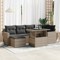 Thumbnail for 7-tlg. Garten-Sofagarnitur mit Kissen Grau Poly Rattan